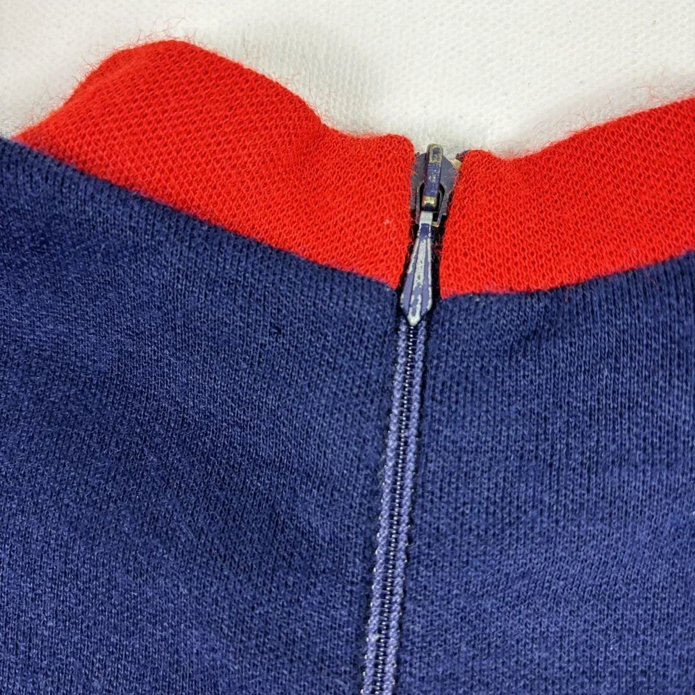 Vintage Madeline Wotcoll Ladybug Romper Girls 2T Blue Knit Pocket Belguim 60s